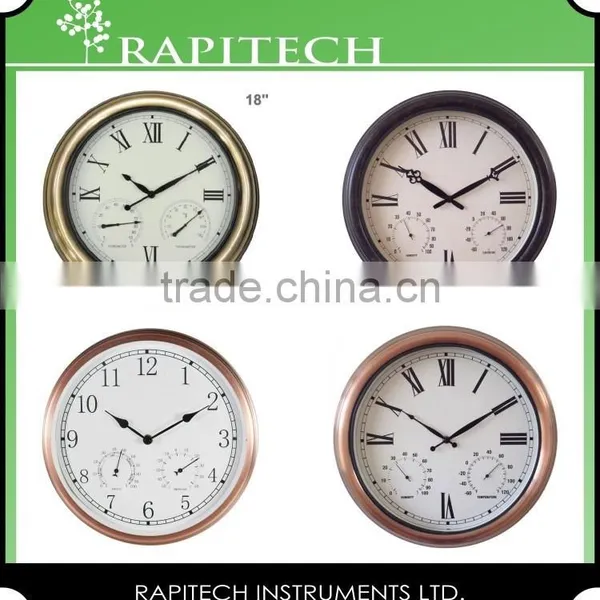 18 Inch Built in Thermometer And Hygrometer Garden Metal Outdoor Clock photo-5