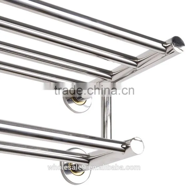 Wall Mounted Towel Rack Bathroom Hotel Rail Holder Storage Shelf Stainless Steel photo-3
