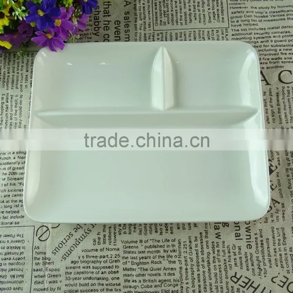Square White Porcelain Divided Fruit Plate, Cheap Stock Porcelain Dinner Plate for Restaurant or Hotel Plate photo-2
