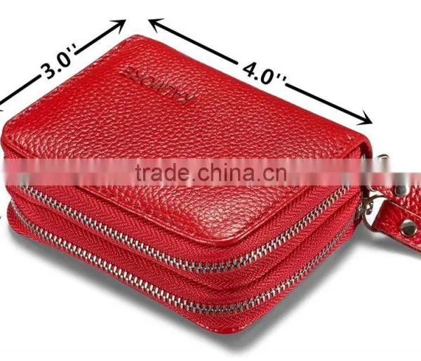 Women's Genuine Leather RFID Secure Spacious Cute Zipper Card Wallet Small Purse photo-3