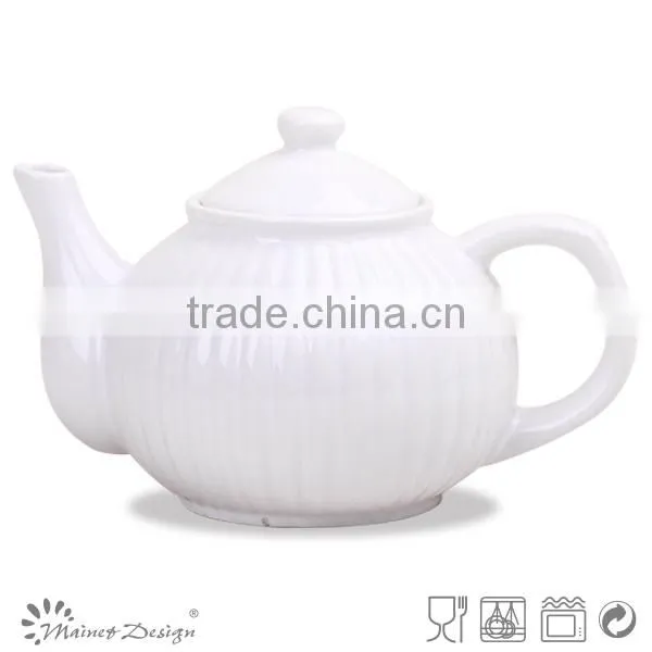 Delicate White Color Emboss Ceramic Dinner Set With Vertical Stripe Decoration photo-6