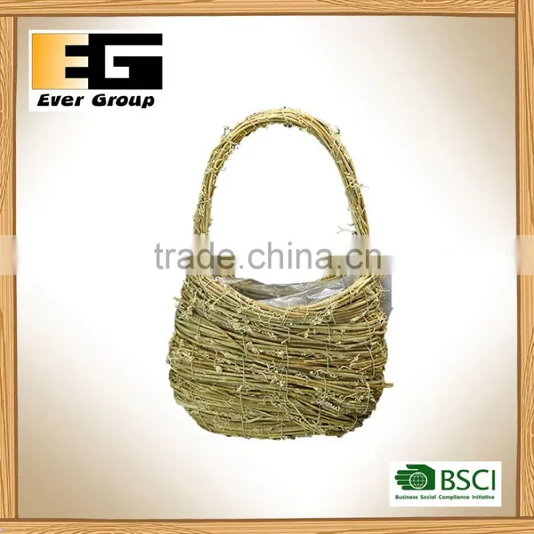 Rattan Hand Basket Shape Flower Pots For Garden Planer photo-3
