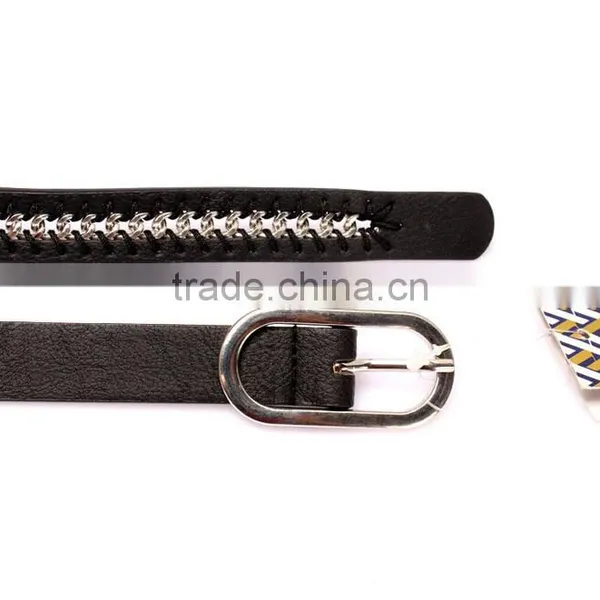 Wholesale Fashion Chain Decorated Sex Women Lady Thin PU Waist Belt photo-4