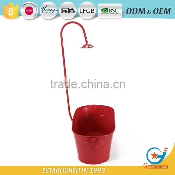 17 Inch Decorative Metal Planters Galvanized Pots for Plants Zinc Plant Pot photo-2