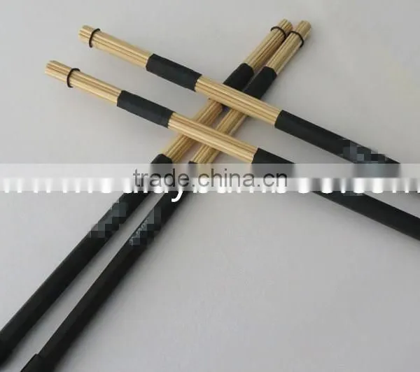 3mm Bamboo Brushsticks /drum Sticks With Colordul Rubber Tubes and Black Rubber Taps photo-2