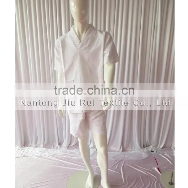 95% Cotton 4 Solid Colors Man and Women Short Sleeve Pyjamas Soft Sweat Steaming Clothes Spring and Summer Waffle Sleepwear photo-5