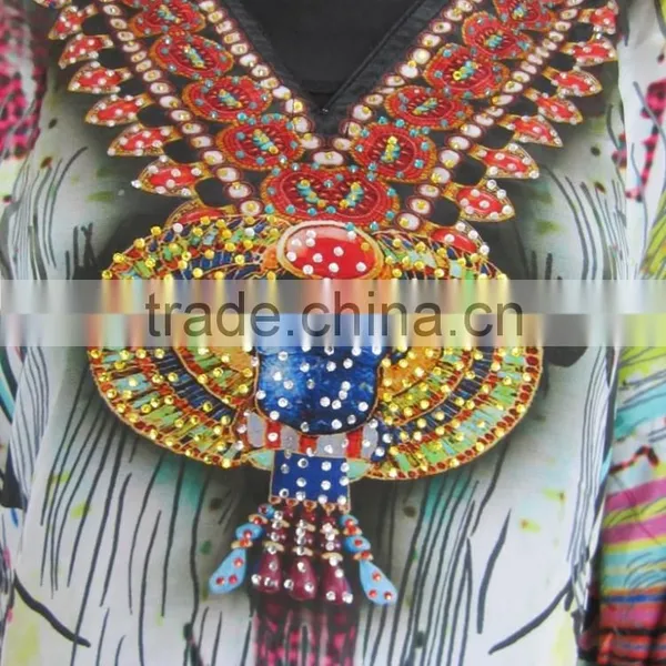 Multicolor CAFTAN Digital Print Crepe Silk LONG Kaftan Tunic Poncho photo-3