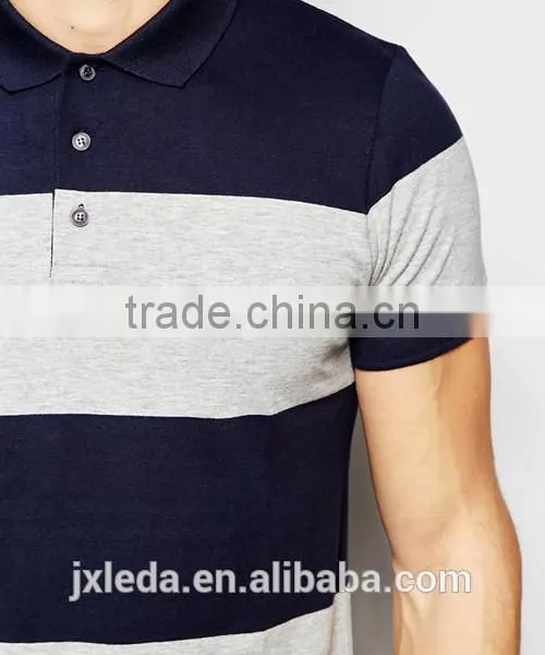 Factory Wholesale 100% Cotton Jersey Wide Stripe Men Polo Shirt Custom Your Own Logo photo-3