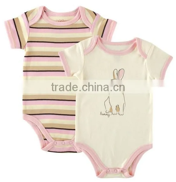 Re Stripe Applique Bear Organic Cotton Summer Wear Short Sleeve Wholesale Pattern Custom Made Kids Jumpsuit photo-2