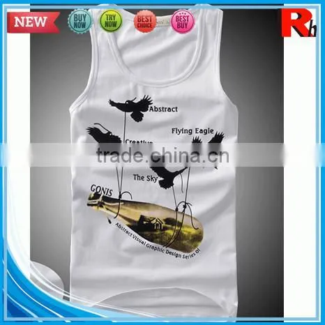 China Custom Wholesale Men Polyester Screen Printed Low Cut Tank Tops for Sale photo-6