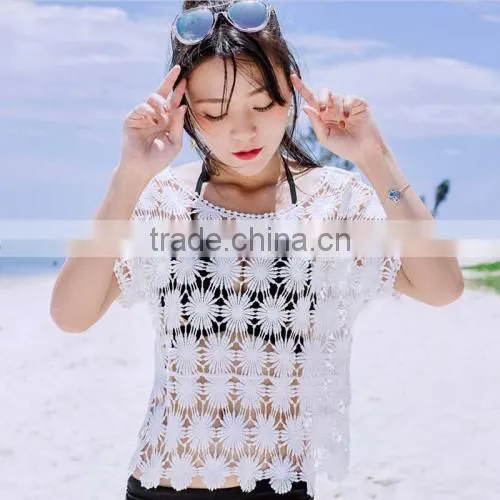 Short Sleeve Blouses Sexy Women See Through Blouses