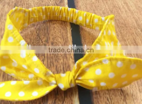 Latest Fancy Elastic Soft Stripe Cotton Bow Tie Custom Children Headband Rabbit Ears Bowknot Hair Tie Headband photo-2