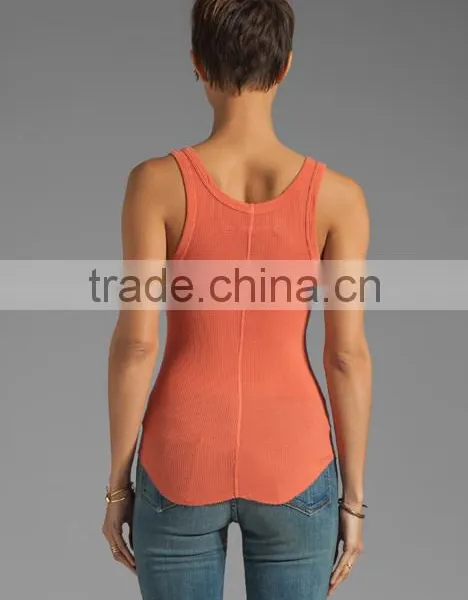 Silk Rib Baseball Coral Tank photo-2