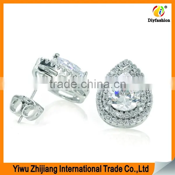 Double Drainage Drops Set Auger Inlay Zircon Stud Earring photo-4