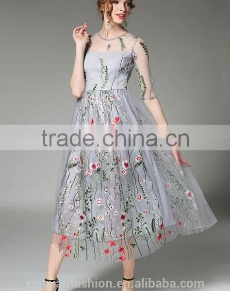 Wholesale High Quality Hand Embroidery Designs for Girls Dress Hollow Section Sexy Maxi Dress photo-3