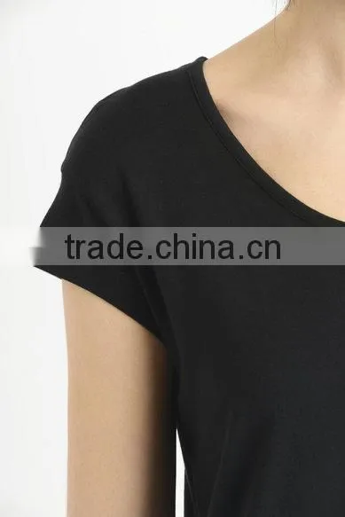Women O Neck Cotton T Shirt Ladies Oure Black Loose T-Shirts photo-5