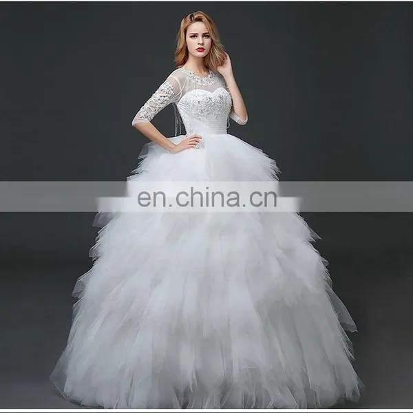 HS1619 2017 Luxury Applique Princess Bridal Gown Corset Organza Cathedral Church Ball Gown Wedding Dresses Cheap photo-5