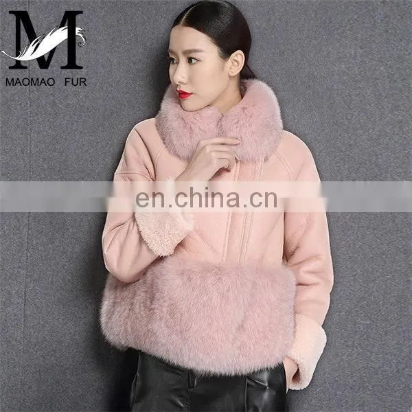 Modern New Style Real Fox Fur Collar Jacket Fashion Mongolian Lamb Skin Fur Coat photo-3
