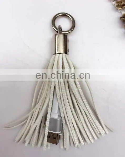 Cheap Wholesale Leather Tassels Keychain With USB Wire photo-6