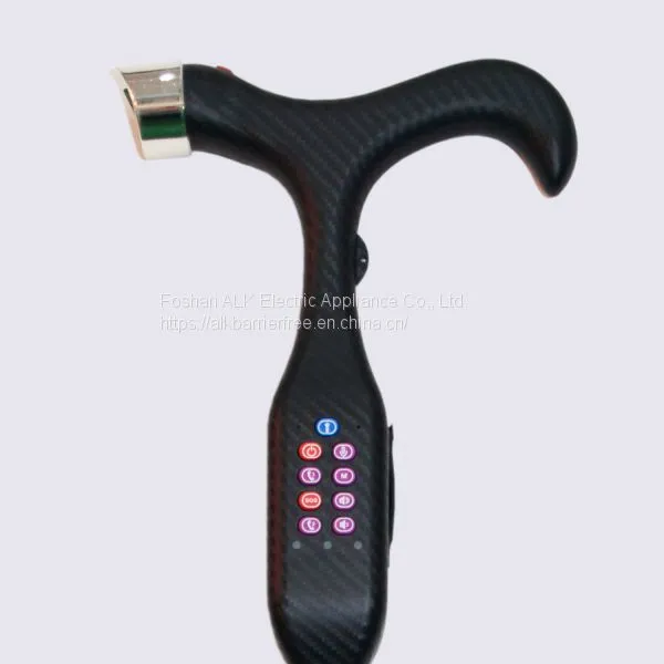 Smart Aluminium Alloy LED Light FM SOS Music Flashlight GPS Positioning Walking Stick Cane photo-2