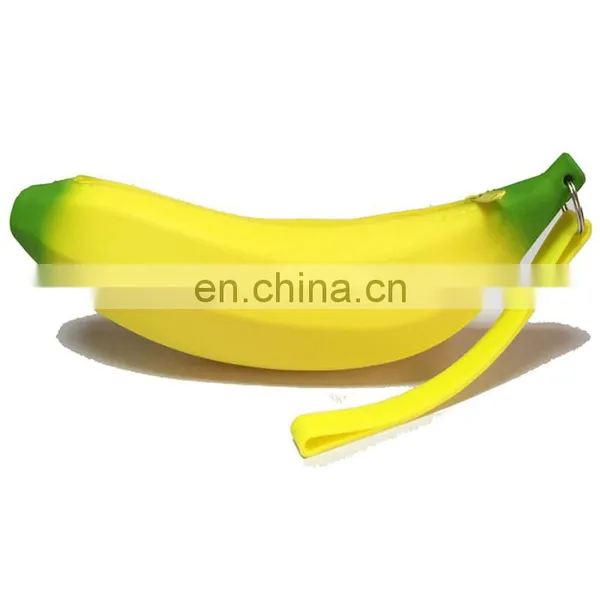 Novelty Cosmetic Pen Stationery Fruit Banana Pencil Bag Silicone Zipper Pouch Fashion Lady Coin Purse photo-5