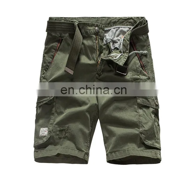 Men's Six Pockets Streetwear Cargo Short Pants With Belt photo-5