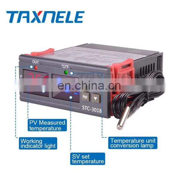 Dual Digital Temperature Controller STC-3018 12V 24V 110-220V Celsius & Fahrenheit Thermoregulator Thermostat Switch photo-2