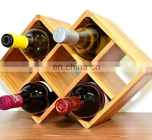 Home Decor Kitchen 8 Bottle Storage Holder Wooden Bamboo Wine Rack photo-2