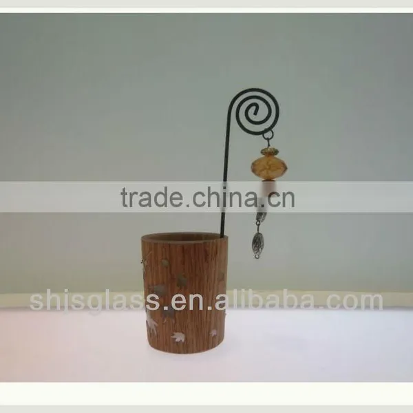 glass candl holder with iron frame
