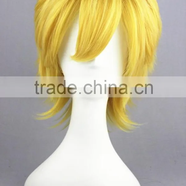 High Quality 35cm Short Straight Kingdom Hearts Wig Ventus Gold Synthetic Anime Wig Cosplay Hair Wigs Party Wig photo-3