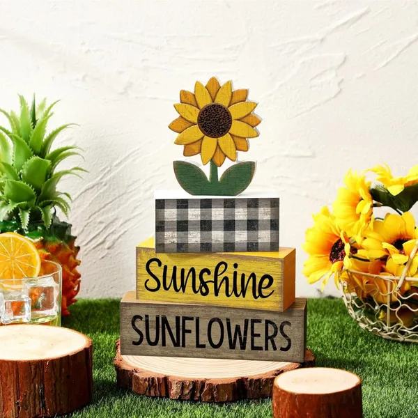4-Piece Summer Wooden Tiered Tray photo-2