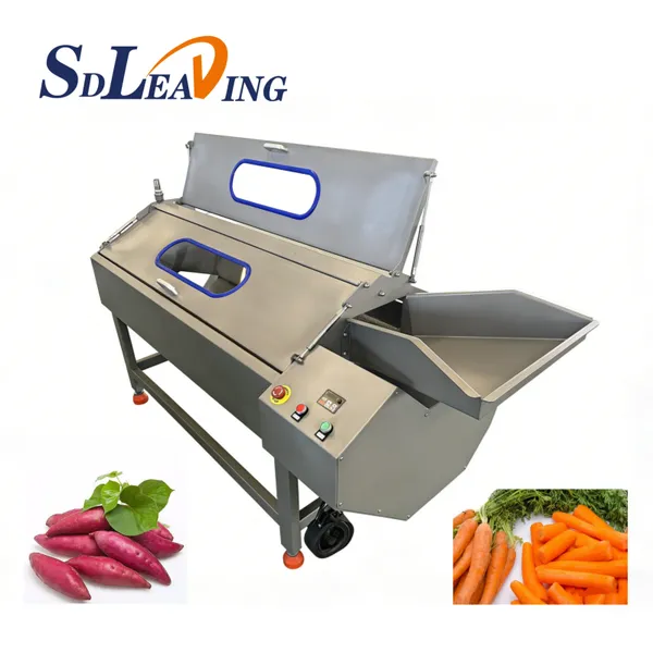 Vegetables and Fruits Automatic Commercial Potato Ginger, Lotus, Papaya Sweet Potato Cleaning Roller Washing and Peeling Machine photo-2