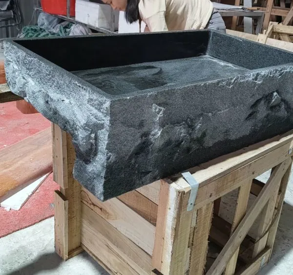 Sesame Black Granite Marble Easy Clean Rectangular Countertop Vessel Sink Factory Direct Wholesale Hand Wash Basin OEM ODM photo-2
