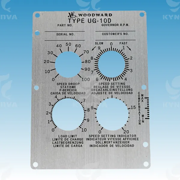 Diesel Engine Woodward Governor Nameplate UG-10D