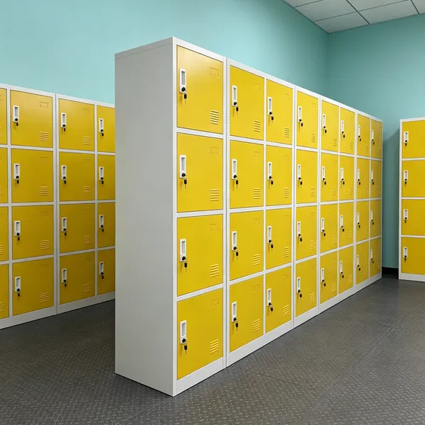 Yellow Color 4 Doors Metal Gym Locker Steel Storage Cabinet School Locker photo-4