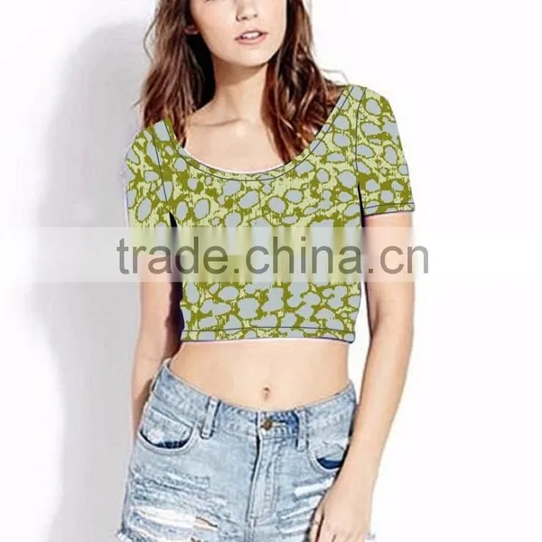 (Trade Assurance)Young Aloud SHORT SLEEVES CROP TOP photo-3