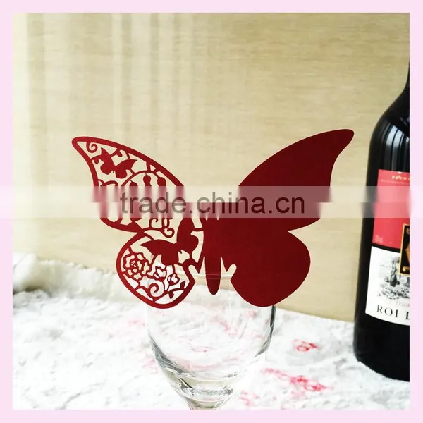 Hot Sale New Products Laser Cut Wedding Party Favors Glass Decoration Butterflay Wine Claim From China Factory JK- 17 photo-2
