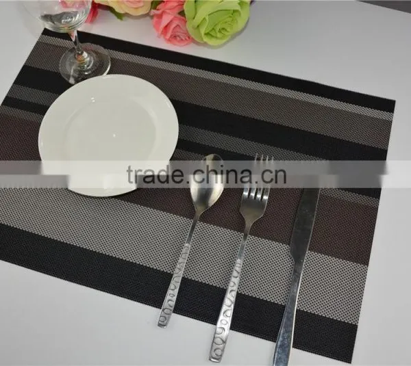 High Quality Dark Color Black With Brown PVC Strip Placemat Table Mat Home Decoration photo-6