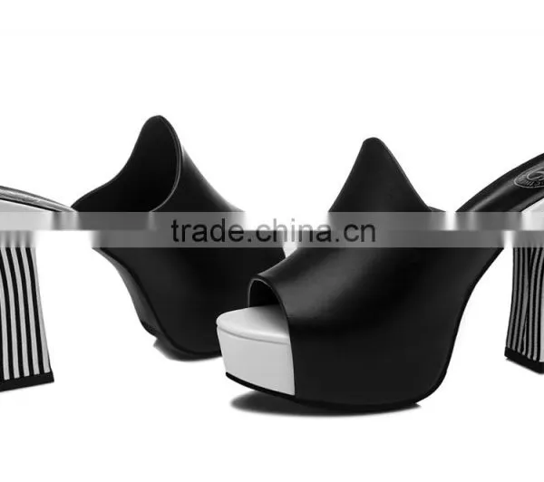Girls Sebra-stripe Latest High Heel Ladies Dress Shoes photo-2