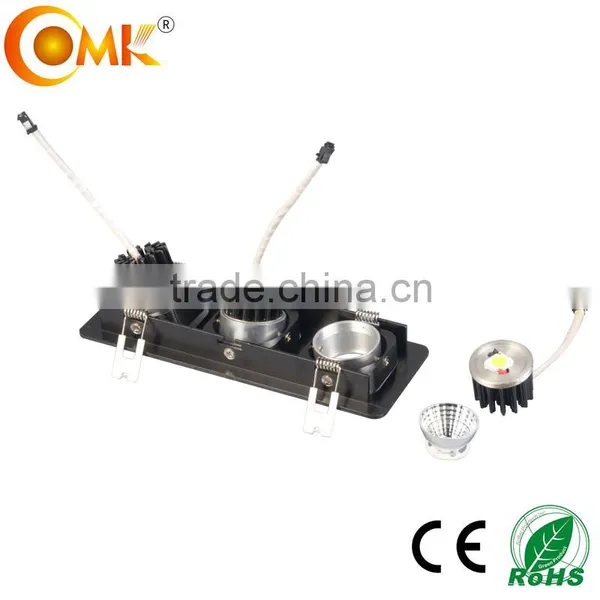 3*5W Dimmable Three Heads Design Led Cob Grille Light With Brushed Black photo-3