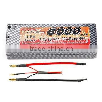 6,000mAh 7.4V Li-Pol Battery With 30C Discharge Current for RC Car