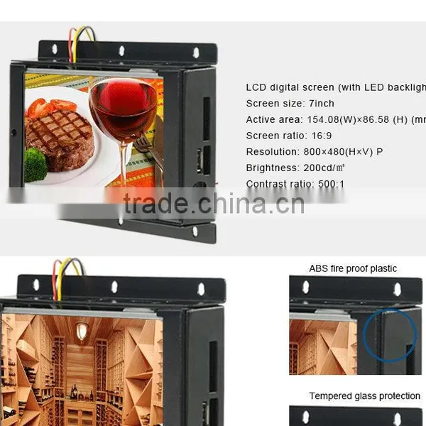 7 Inch Auto Play Open Frame Video Lcd Monitor, Flush Mount Digital Advertising Screen for POS, Lcd Monitor Flush Mount photo-5