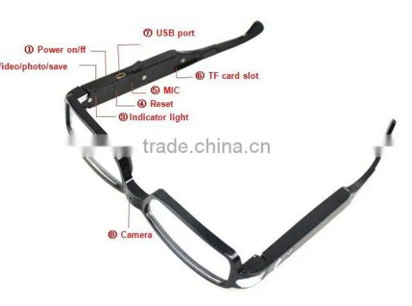Black Digital Video RecorderWebcam Mini DV 720P Hidden Camera Glasses photo-5