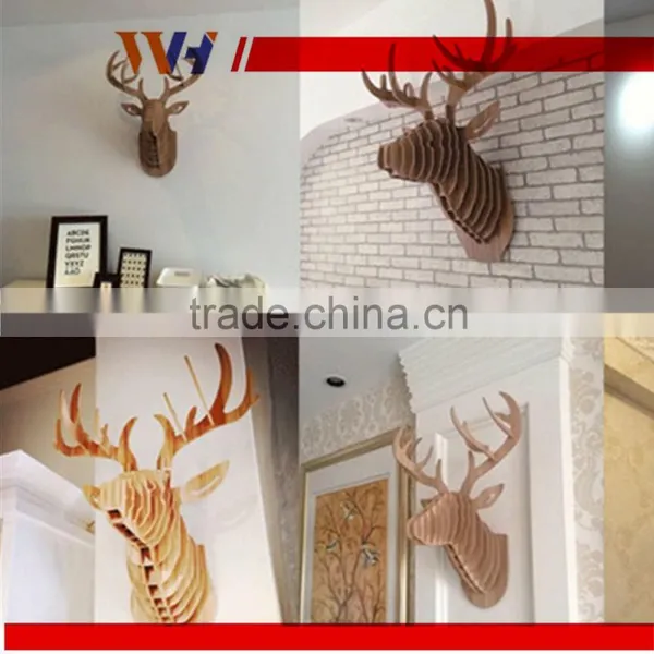 Home and Office Decoration Wall Hangings Carving Animal Head Wood Craft