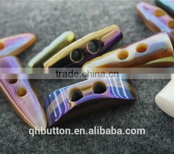 SPECIAL PLATING COLORFUL RESIN TOGGLE BUTTON FOR GARMENT ACCESSORIES photo-2