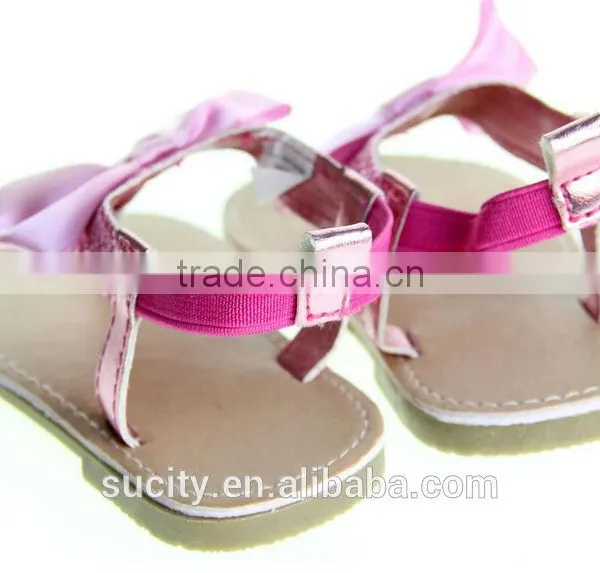 Wholesale Elegant Sexy Girls Flat Rose Red Sandals With Bow photo-5