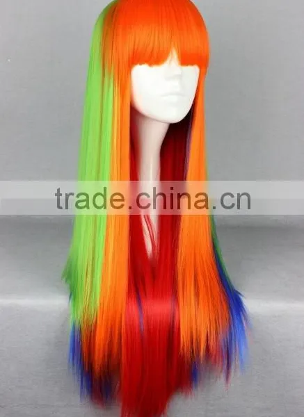 Synthetic Multi-Colour Long Straight Girl Anime Cosplay Wig N425 photo-3