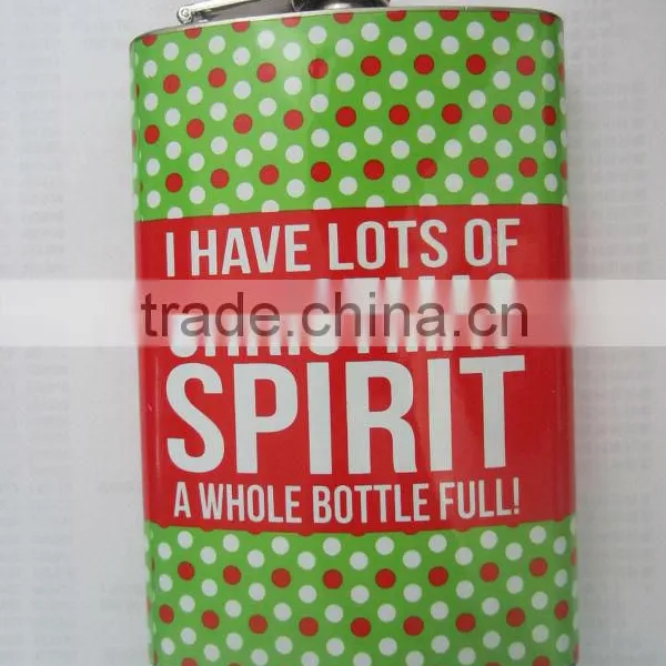 Colorful Water Transfered Whisky Stainless Steel Hip Flask Set