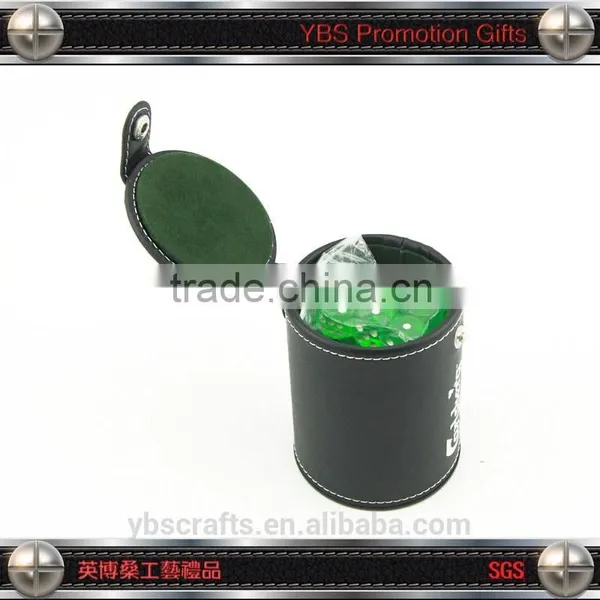Promotional Customized Logo Leather Dice Cup Wth Lid photo-2