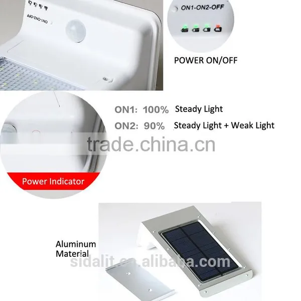 35 Led Aluminum Pad Ip65 380LM PIR Sensor + Light Control+weak Light Solar Led Outdoor Wall Light photo-3
